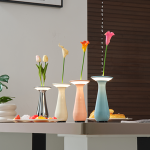 Moderno ambiente di lusso ristorante arredamento ricaricabile Cordless fiore Aura vaso da pranzo LED magnetico Charing Base lampada da tavolo - Product Image 2