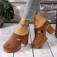 Personnalisation d'usine, personnalisation du logo, OEM, OED, sabots à semelle épaisse, chaussures Mueller, chaussures pour femmes, boucle en métal, style rétro, usage quotidien