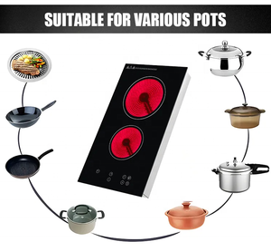 Cuisinière électrique miniature en céramique infrarouge portable à prix compétitif, double usage, 2 brûleurs, plaques <span class=keywords><strong>de</strong></span> <span class=keywords><strong>cuisson</strong></span> à induction - Product Image 3