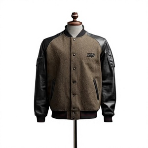 Veste universitaire personnalisée pour homme en laine/polyester avec broderie chenille, patchwork, coupe-vent, hiver, décontractée, logo sur le devant - Product Image 5