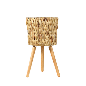 Handmade Plastic Rattan Faux Water Hyacinth Woven Flower <strong>Basket</strong> with Base for Decorative Home Garden Hotel Desktop Floor - Product Image 1