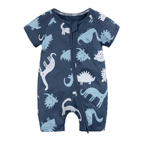 Abbigliamento biologico Zip pagliaccetti per bambini stampa all'ingrosso Baby Boy e Girls' Summer Logo personalizzato Short Knitted 100% Cotton Support