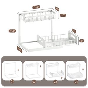 2-Tier Sliding <b>Under</b> Sink Organizer-Rustproof Metal Storage for Kitchen & Bathroom Cabinets for Cleaning Supplies - Product Image 2