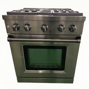 30 inch 4.6 Cu. Ft. Slide in Gas <b>Range</b>, 4 Burner, Convection Oven, Cast Iron Grates and Black PVD Coated Stainless Steel - Product Image 1