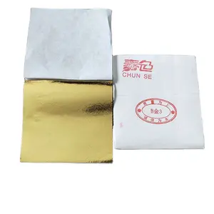 Feuille d'or imitation Taïwan pour dorure de meubles 8x8,5cm, feuille de 500 pièces par sac - Product Image 1