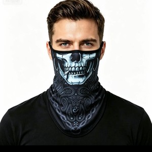 Summer Cycling Sun-protection <strong>Face</strong> Mask Mens Ice-silk Ear-loop Scarf Harley-style Retro Biker Headscarf Outdoor Fishing - Product Image 3