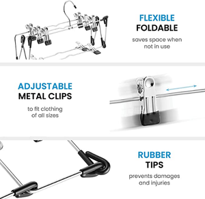 LINDON Porte-vêtements multifonction en métal, organisateur de vêtements, support à plusieurs niveaux, <span class=keywords><strong>cintre</strong></span> détachable, 8 clips antidérapants, design moderne pliable - Product Image 2