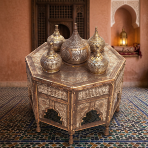 Brûle-encens grand format en reproduction d'antiquités égyptiennes Zahereen B185, incrusté d'argent, avec écritures arabes, 15x24 pouces, 34 livres - Product Image 3