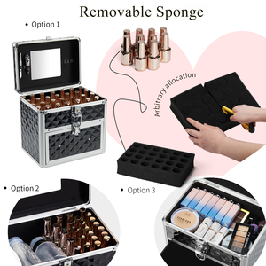 Professional Nail Polish Organizer <b>Case</b> with Mirror and Drawer Beauty Artist <b>Makeup</b> Train <b>Case</b> Large Cosmetic Storage Box - Product Image 2
