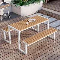Tables et chaises de loisirs d'extérieur modernes, durables, anti-corrosion, en bois massif monobloc, avec structure en fer et coussin, garantie 1 an
