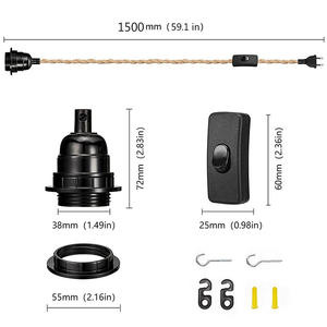 मुड़ रस्सी कपड़े e27 लैंप धारक, पीसी सामग्री सुरक्षा डिजाइन के साथ यूयू प्लग 110 वी/220v घरेलू उपयोग - Product Image 3