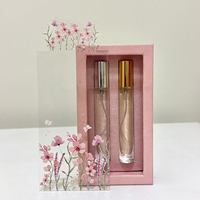 Petites boîtes de voyage en papier pour parfums et huiles essentielles, avec doublure en velours rose, vides, rigides, en acrylique, pour échantillons de parfum