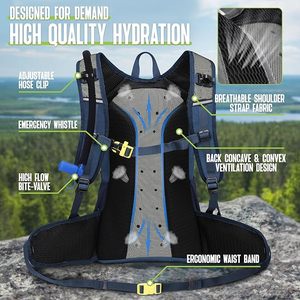 Sac à dos isotherme de randonnée ergonomique et ventilé avec sangle d'épaule respirante à boucle à sifflet pour le cyclisme et la course à pied - Product Image 2