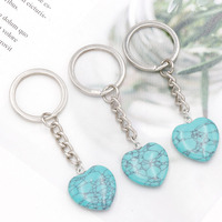 Vente en gros de porte-clés en forme de cœur avec pierres précieuses, cristaux de guérison, porte-clés en cristal naturel, cadeau pour couple