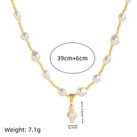Collier de perles naturelles, pendentif en forme de croix, style rétro-baroque, chaîne de clavicule, bijoux conservant la couleur