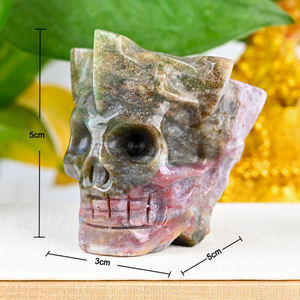 Jaspe océanique naturel crânes de roi kulls en cristal sculptant pour la décoration - Product Image 5