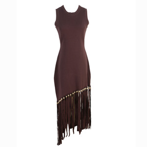 OUDINA elegante vestido <span class=keywords><strong>Sandro</strong></span> de verano para mujer elegante patrón de ladrillo sin mangas Chaleco de punto borla cuello para uso diario <span class=keywords><strong>primavera</strong></span> otoño - Product Image 1