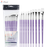 Lot de 11 pinceaux professionnels en nylon pour artistes, manche en bois violet, pour aquarelle, visage et corps