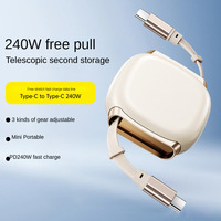 Câble de données USB-C magnétique rétractable de 100 cm, 240 W, 7 longueurs, type C, TPE, 5 A, charge rapide pour téléphone et ordinateur, expédition immédiate