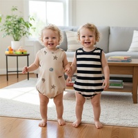 Combinaison sans manches en coton mélangé à imprimé petites étoiles de mer, style nordique, inspirée d'Instagram, best-seller de l'été, adorable et polyvalente pour bébé