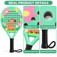 Raquette de padel ronde en fibre de verre 38 mm, facile à contrôler, avec sac de transport pour les enfants juniors et les produits de divertissement sportif familial