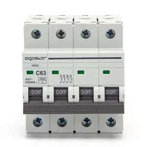 Disyuntor automático miniatura 4P 63A curva C gris, protección eléctrica para circuitos, ideal para instalaciones residenciales - Product Image 1