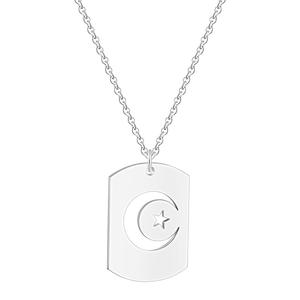 Collana <span class=keywords><strong>con</strong></span> Ciondolo a Forma di Medaglia Militare Islamica in Oro 18K <span class=keywords><strong>con</strong></span> Luna Crescente e <span class=keywords><strong>Stella</strong></span>, Personalizzabile per Uomo e Donna - Product Image 2