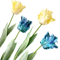 Bunga Tulip Buatan 3D Gradient Artificial Parrot Tulip Real Touch Moisturizing untuk Buket Pernikahan Dekorasi Interior Rumah