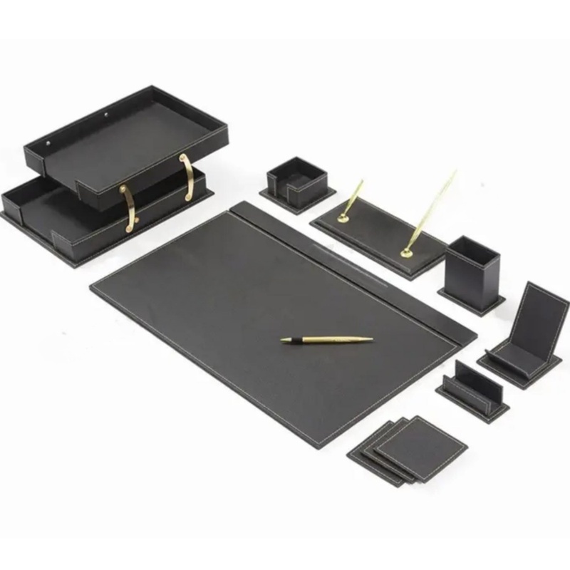Leather Desk Set with Stationery Supplies