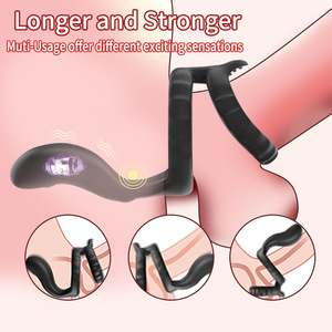 Anillo doble <span class=keywords><strong>de</strong></span> silicona con bloqueo, anillo fino, masajeador <span class=keywords><strong>de</strong></span> ano y próstata para hombres, dispositivo <span class=keywords><strong>de</strong></span> masturbación con retardo <span class=keywords><strong>de</strong></span> tiempo - Product Image 3