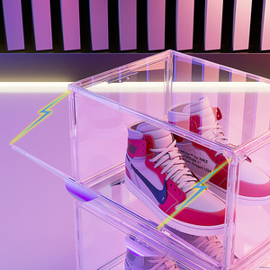 Boîte à chaussures de basket-ball en acrylique Transparent Extra Large, boîte de rangement en plastique, <span class=keywords><strong>Cube</strong></span> empilable, boîtes de rangement en acrylique - Product Image 6