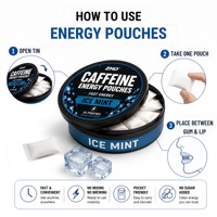 Pochettes énergétiques discrètes à la caféine pour le travail et les voyages |   Extrait de Guarana 200 mg |   Vegan, faible teneur en sucre, pour adultes |   Échantillons sans tabac