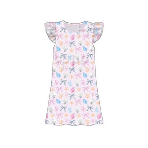 GSD3900 Vestido infantil personalizado con estampado de ganso azul para niña, venta al por mayor, vestido de manga voladora para bebé - Product Image 5