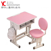 Conjunto de Silla de Escritorio Moderna de Plástico Cómodo con Mesa de Escritura en la Pared y Gancho para Bolsas para Uso en la Escuela, el Hogar y la Oficina