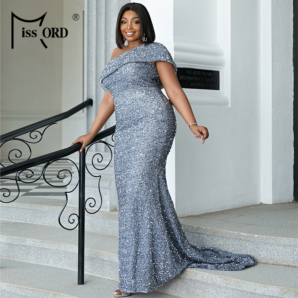 knee length dresses for ladies Plus-Size Sequin Mermaid Prom Dress CD975C Emerald / 16 main image 0