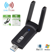 Adaptateur Réseau Sans Fil AC1200 Double Bande Gigabit 5G Carte d'Interface USB pour Ordinateur Portable/PC Récepteur/Émetteur Wi-Fi