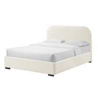 Meubles de chambre à coucher Tête de lit arquée moderne Crème Blanc Boucle Teddy Tissu Rembourré Queen Size Lit plate-forme