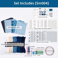 Kit de couture Sashiko : Motifs en tissu hydrosoluble et gabarits PET pour la réparation de denim et la broderie patchwork DIY