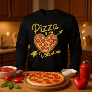 พิซซ่าคือวาเลนไทน์ของฉัน เสื้อยืดแขนยาวลายหัวใจเปปเปอโรนี - Product Image 3