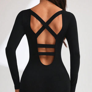 महिलाओं के निर्बाध खेल बॉडीसूट योग एक टुकड़ा लंबी आस्तीन लेगिंग के लिए रोम्पर - Product Image 2