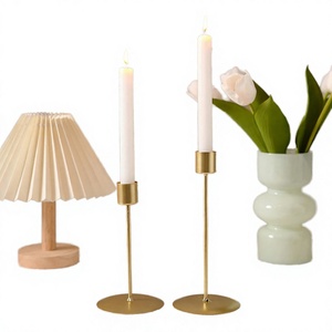 Portavelas de Metal Dorado, Soporte para Velas de Pilar, Decoración para Mesa de Boda - Product Image 4