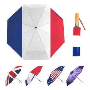Custom Logo Ladies Gift Fashionable Printed Iron <b>Frame</b> Foldable Umbrella Wooden Handle Promotional Auto Close Manual Control - Product Image 1