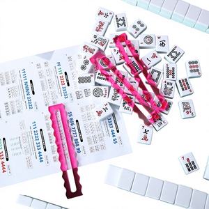 Détecteur de lignes de Mahjong en acrylique rose en forme d'éventail pour débutants et passionnés de Mahjong, <span class=keywords><strong>jeu</strong></span> de société de divertissement, règles du Mahjong - Product Image 1