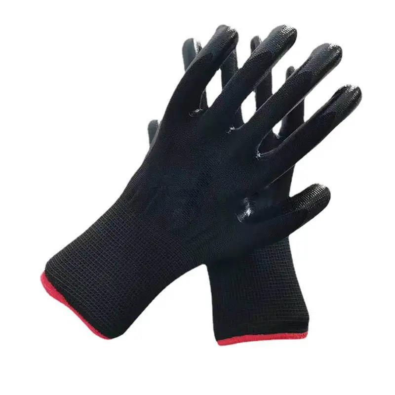 ถุงมือยางสีดำระบายอากาศทนต่อการสึกหรอถุงมือป้องกันแรงงานถุงมือนิรภัยสำหรับงานอุตสาหกรรม