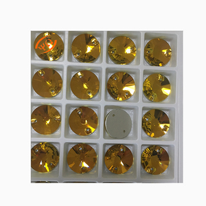 En gros, Pierres à coudre en verre Topaz Gold, <span class=keywords><strong>Strass</strong></span> fantaisie Rivilo ovales, triangulaires, ovales à dos plat, Perles de cristal à coudre pour vêtements et chaussures - Product Image 3