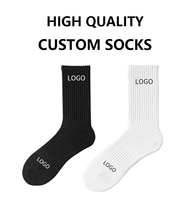Chaussettes de sport personnalisées en polyester et élasthanne gris, respirantes, anti-transpiration, à compression, pour hommes, vente en gros, logo personnalisé, chaussettes jacquard