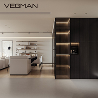 Foshan Armoire de cuisine moderne personnalisée en usine MDF mélamine Tenture murale Conception Carcasse en bois massif Comptoir en acier inoxydable