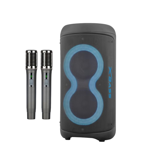 Diamond Double 8 Inch High Power Super Bass Party Speaker RGB LED Light Wireless Rechargeable Portable Speaker