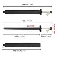 Promo Panas Pedang Dekorasi Anime Berserk 138cm, Pedang Hitam Guts, Replika Pedang Asli, Sarung Kulit PU, Kualitas Tinggi 1:1