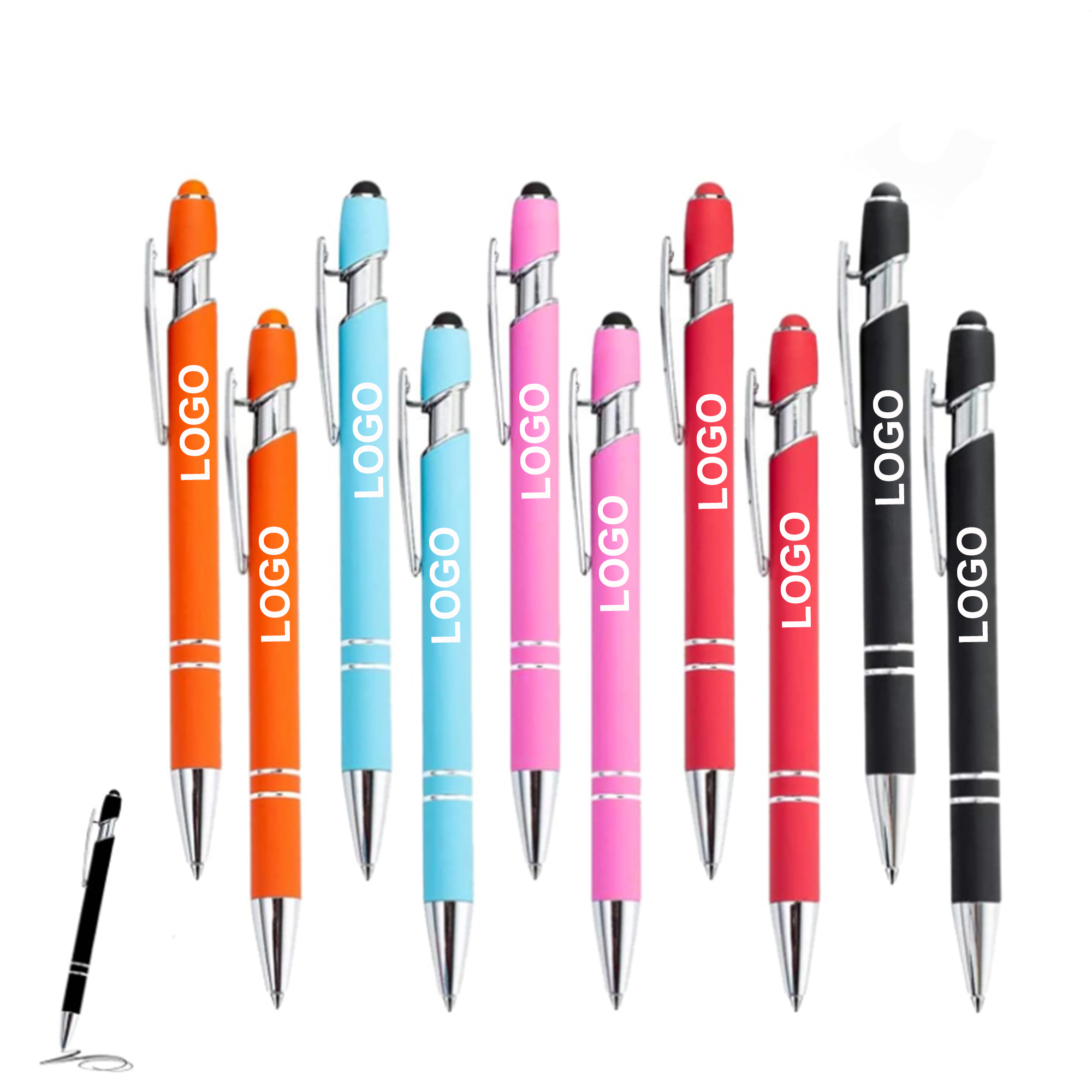 Promotional Cheapest Aluminum Ballpoint Stylus Pen With Soft Rubber Touch Screens Cheap Custom Logo for Mobile Phone Ball Pen